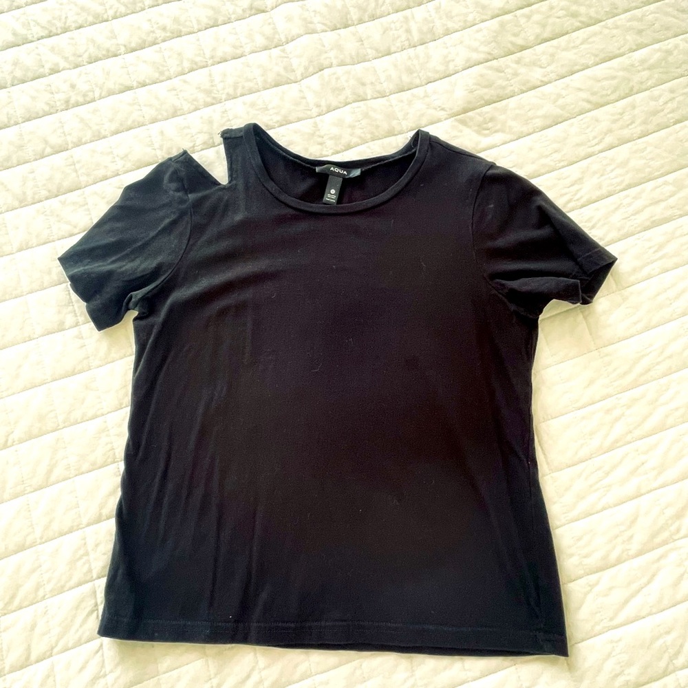 AQUA black cut-out tee